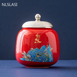 Creativity Ceramics Tea Caddy Large Candy Dried Fruit Storage Tank Portable Sealed Tea Jar Travel Tea Boxes Coffee Canister acacuss