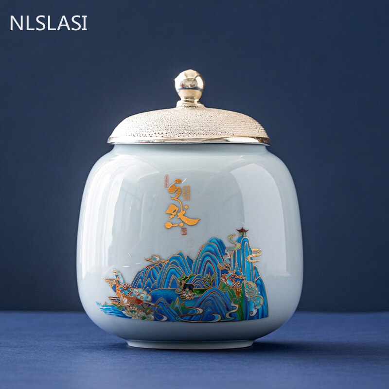 Creativity Ceramics Tea Caddy Large Candy Dried Fruit Storage Tank Portable Sealed Tea Jar Travel Tea Boxes Coffee Canister acacuss