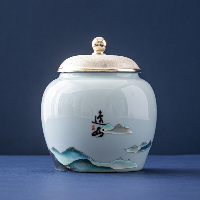 Creativity Ceramics Tea Caddy Large Candy Dried Fruit Storage Tank Portable Sealed Tea Jar Travel Tea Boxes Coffee Canister acacuss