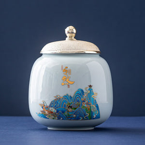 Creativity Ceramics Tea Caddy Large Candy Dried Fruit Storage Tank Portable Sealed Tea Jar Travel Tea Boxes Coffee Canister acacuss