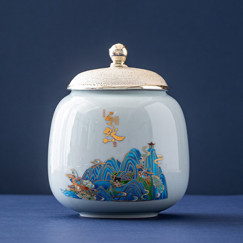 Creativity Ceramics Tea Caddy Large Candy Dried Fruit Storage Tank Portable Sealed Tea Jar Travel Tea Boxes Coffee Canister acacuss