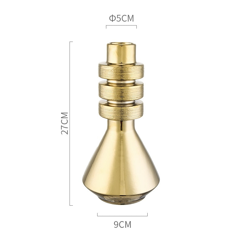 Creativity Gold Silver Screw Geometric Abstract Ceramic Handicraft Ornaments Vases Stripe Nut Home Decoration Flower Arrangement acacuss