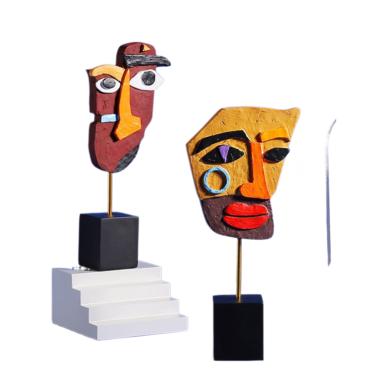 Creativity Human Face Sculpture A Family Of Three Color Abstract Art Statue Home Decoration Living Room Bedroom Bookcase Decor acacuss