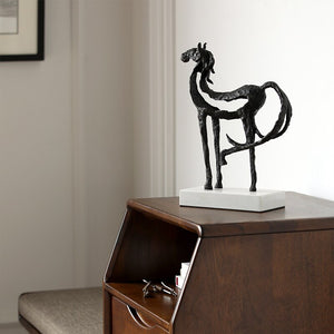 Creativity Metal Horse Handicraft Furnishings Animal Statue Hollow Out Zinc Marble Address Abstract Simulation Animal Decoration acacuss