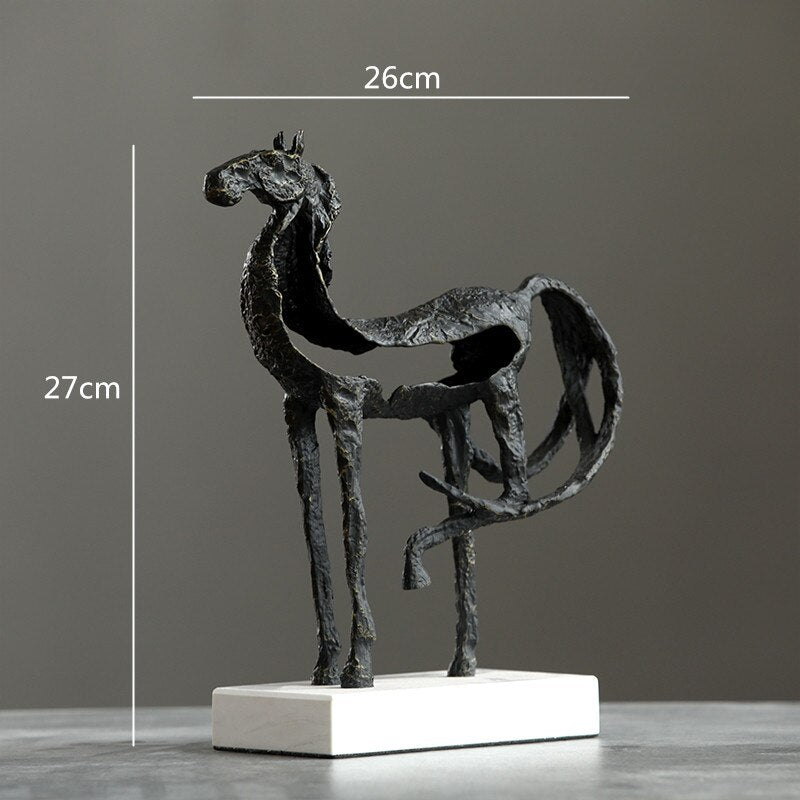 Creativity Metal Horse Handicraft Furnishings Animal Statue Hollow Out Zinc Marble Address Abstract Simulation Animal Decoration acacuss