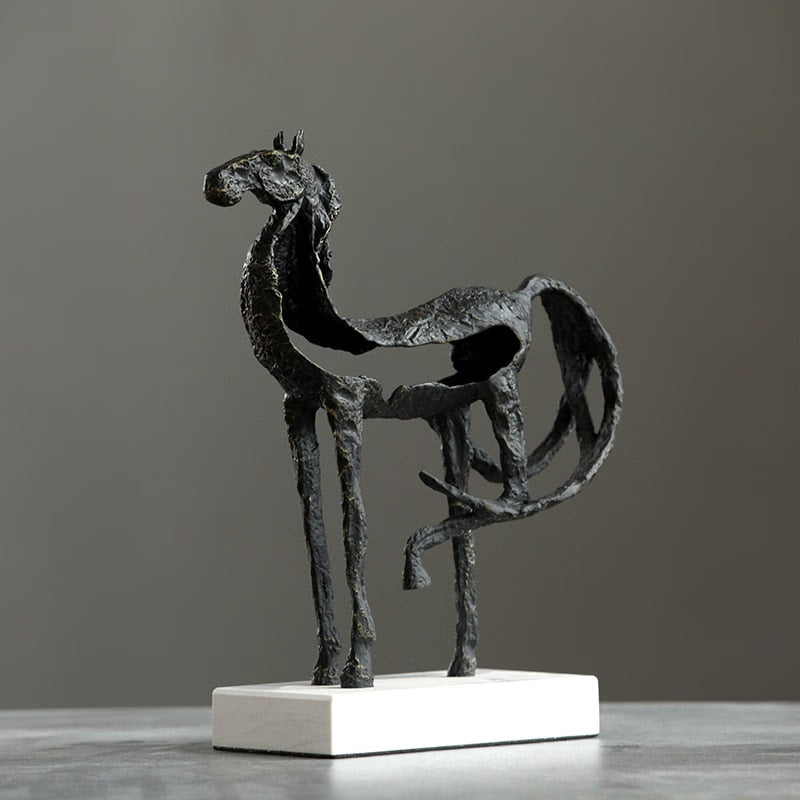 Creativity Metal Horse Handicraft Furnishings Animal Statue Hollow Out Zinc Marble Address Abstract Simulation Animal Decoration acacuss