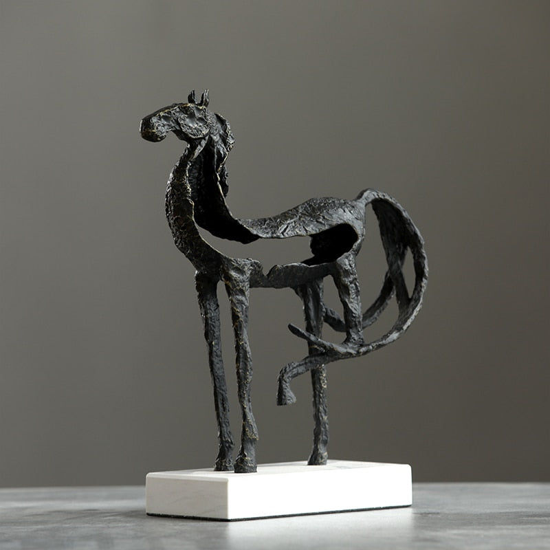 Creativity Metal Horse Handicraft Furnishings Animal Statue Hollow Out Zinc Marble Address Abstract Simulation Animal Decoration acacuss