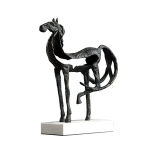 Creativity Metal Horse Handicraft Furnishings Animal Statue Hollow Out Zinc Marble Address Abstract Simulation Animal Decoration acacuss