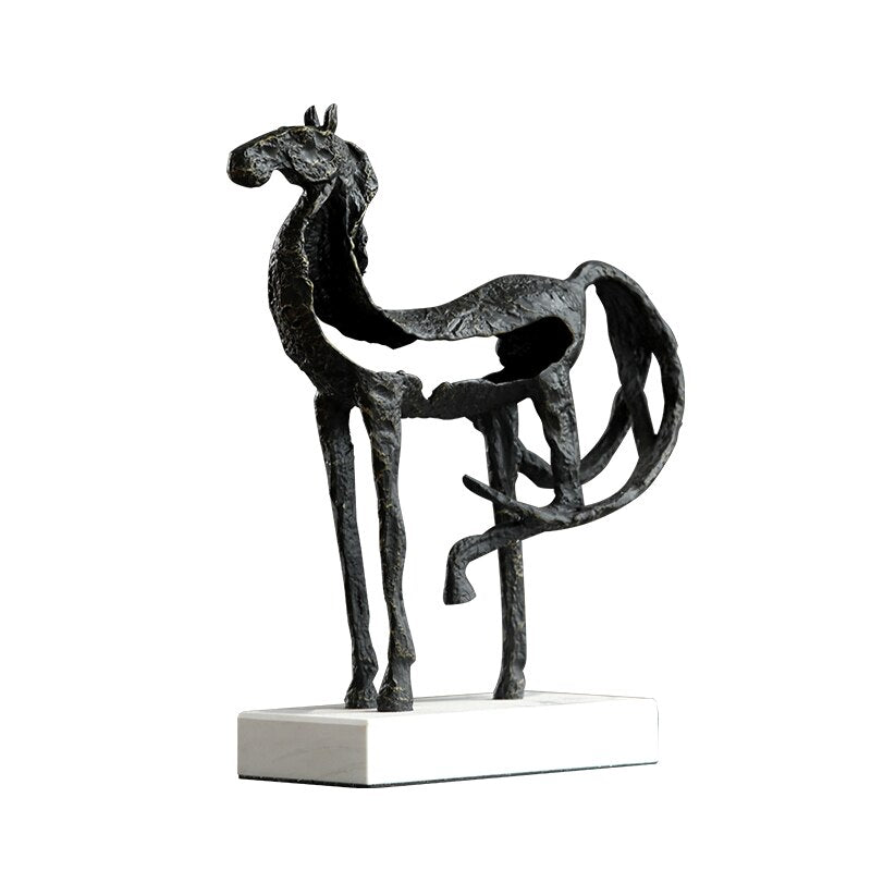 Creativity Metal Horse Handicraft Furnishings Animal Statue Hollow Out Zinc Marble Address Abstract Simulation Animal Decoration acacuss