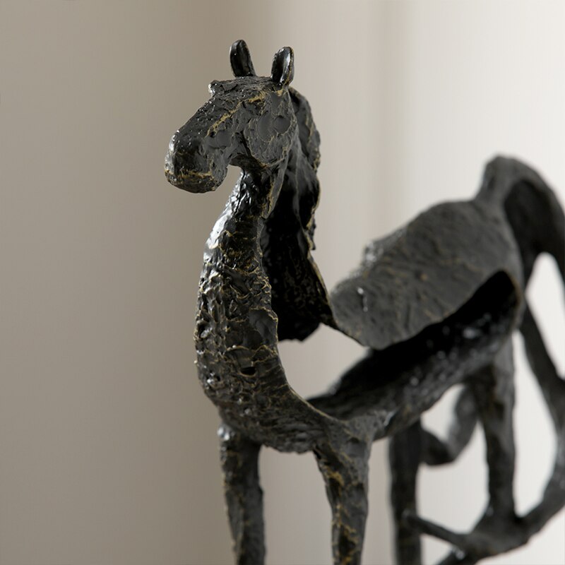 Creativity Metal Horse Handicraft Furnishings Animal Statue Hollow Out Zinc Marble Address Abstract Simulation Animal Decoration acacuss