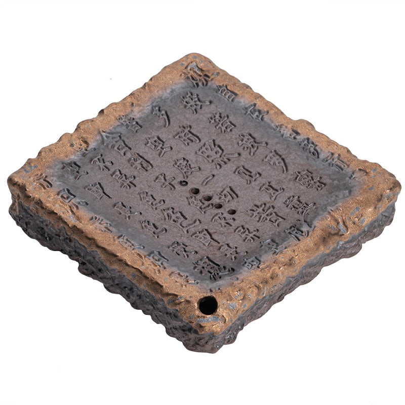 Creativity Tray Heart Sutra Tea Board Chinese Retro Pot Tray Ceramic Pot Bearing Dry Brewing Table Water Storage Type Teaware acacuss