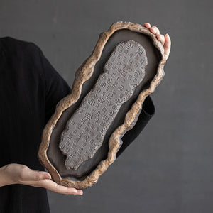 Creativity Tray Heart Sutra Tea Board Chinese Retro Pot Tray Ceramic Pot Bearing Dry Brewing Table Water Storage Type Teaware acacuss