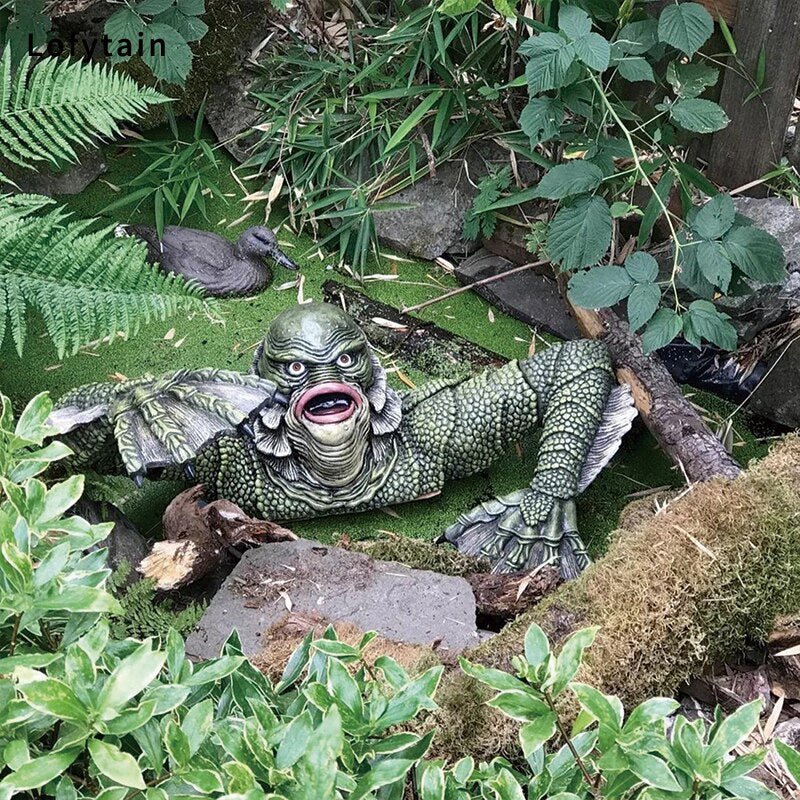 Creature from the Black Lagoon Grave Figure Model Cosplay Lizard Man Monster Room Outdoors Decoration Halloween Kids Gifts Props acacuss