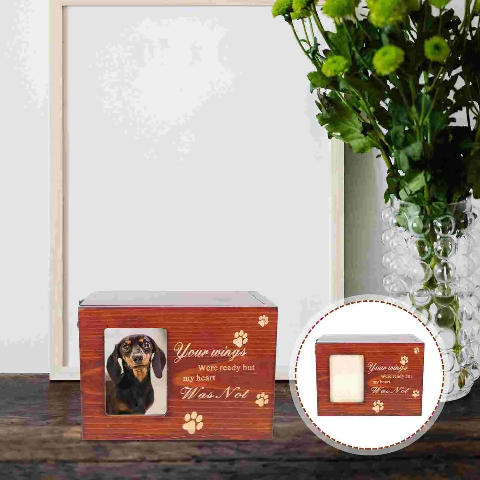 Cremation Urn Pet Cinerary Casket Wood Memorial Box Ashes Keepsake Small Animals Pet Cats Dogs Funeral Supply acacuss