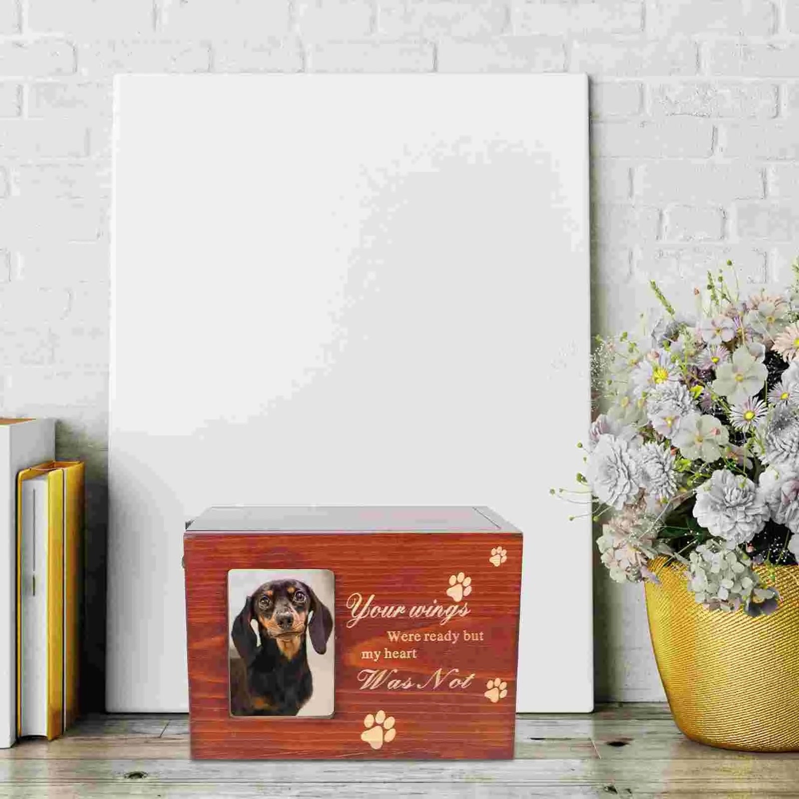 Cremation Urn Pet Cinerary Casket Wood Memorial Box Ashes Keepsake Small Animals Pet Cats Dogs Funeral Supply acacuss