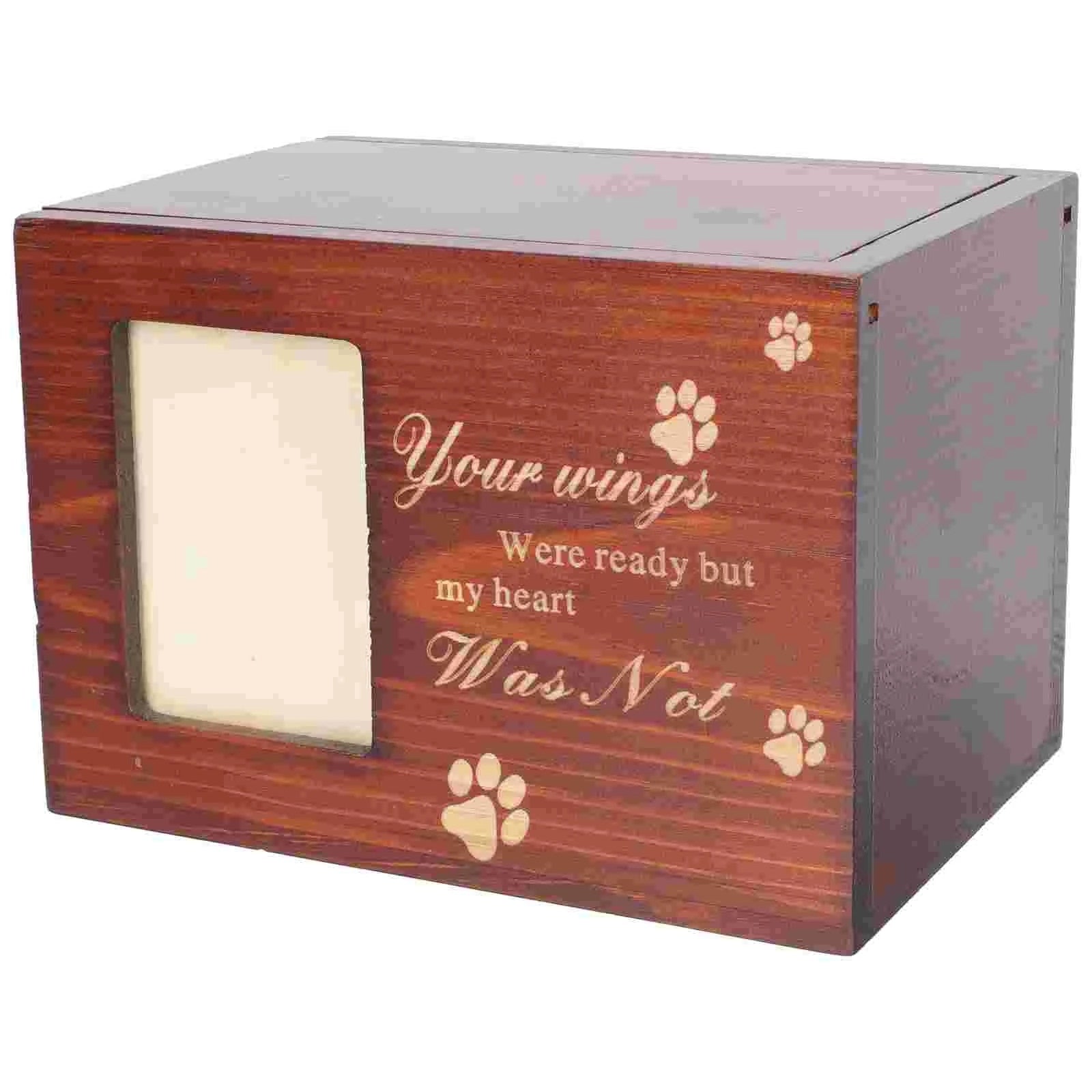 Cremation Urn Pet Cinerary Casket Wood Memorial Box Ashes Keepsake Small Animals Pet Cats Dogs Funeral Supply acacuss