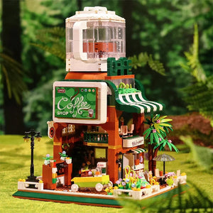 Cretive Mini Coffee Machine Shop Building Blocks City Street View Store Cafe Architecture Assemble Brick Toys Gift For Kid Adult acacuss