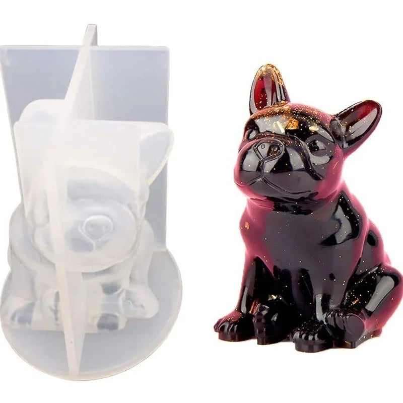 Crystal Epoxy Mould 3D French Bulldog Silicone Chocolate Shaped Dessert Decoration Baking Accessories acacuss