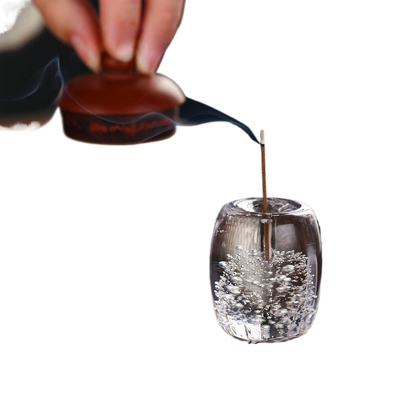 Crystal Glass Glass Purple Clay Pot With Lid and Incense Sticks Gator Coaster Decoration for Home Holder Burners Fragrance Decor acacuss