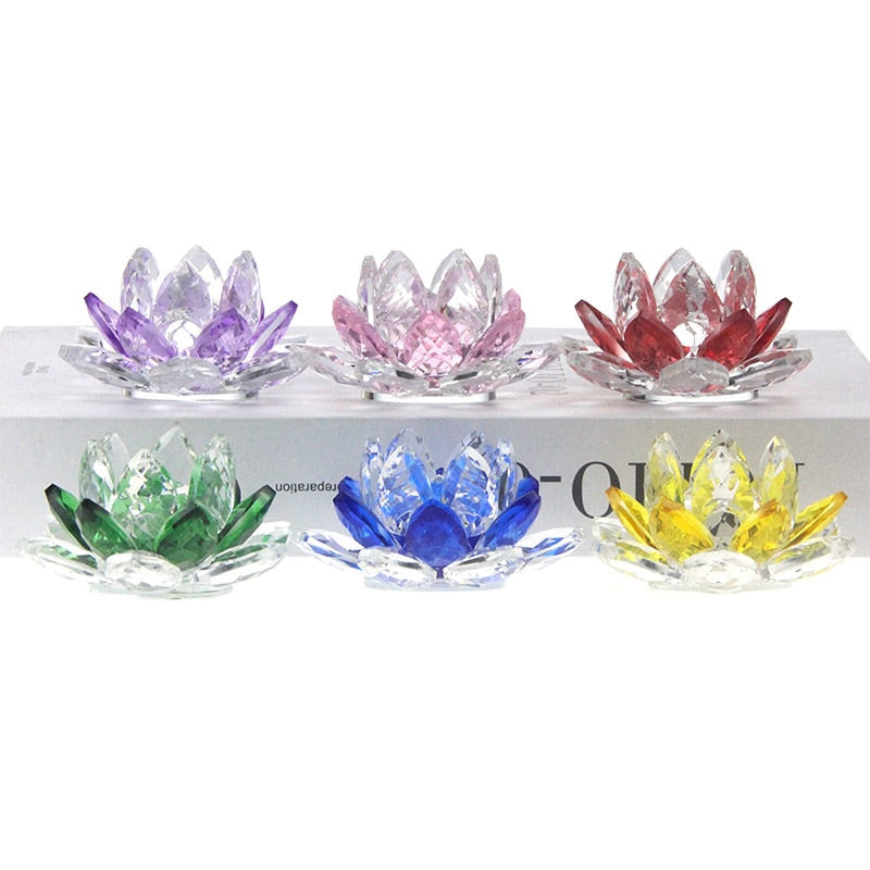 Crystal Lotus Flower Crafts Glass Paperweight Home Decoration Ornaments Figurines Home Wedding Party Decor Gifts Souvenir acacuss