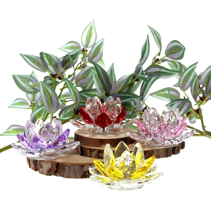 Crystal Lotus Flower Crafts Glass Paperweight Home Decoration Ornaments Figurines Home Wedding Party Decor Gifts Souvenir acacuss