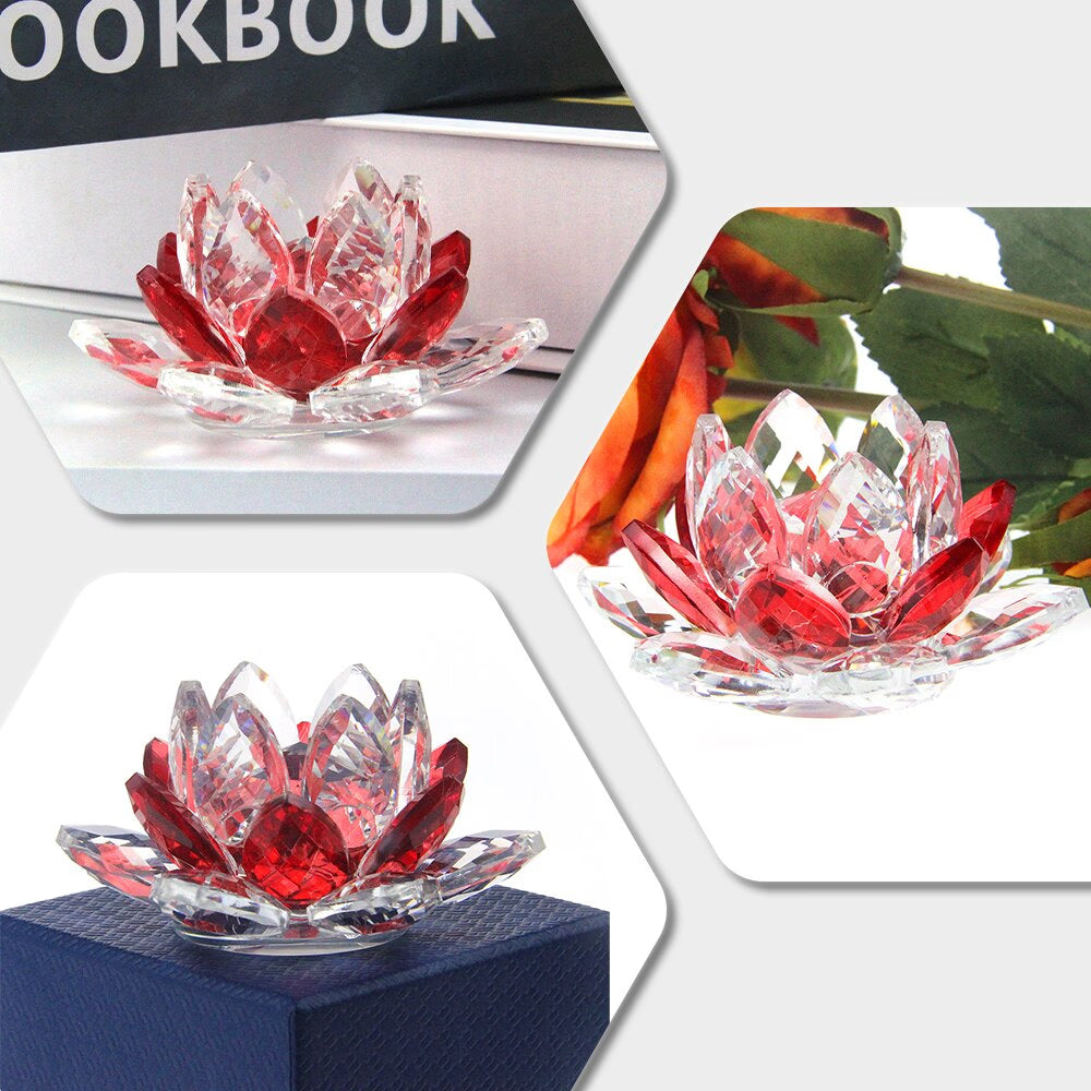 Crystal Lotus Flower Crafts Glass Paperweight Home Decoration Ornaments Figurines Home Wedding Party Decor Gifts Souvenir acacuss
