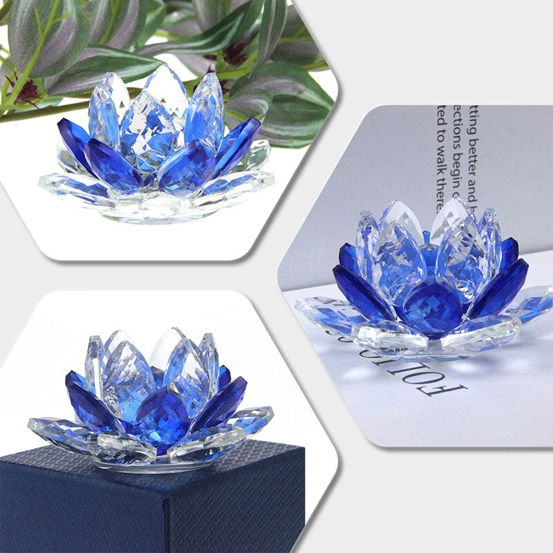 Crystal Lotus Flower Crafts Glass Paperweight Home Decoration Ornaments Figurines Home Wedding Party Decor Gifts Souvenir acacuss