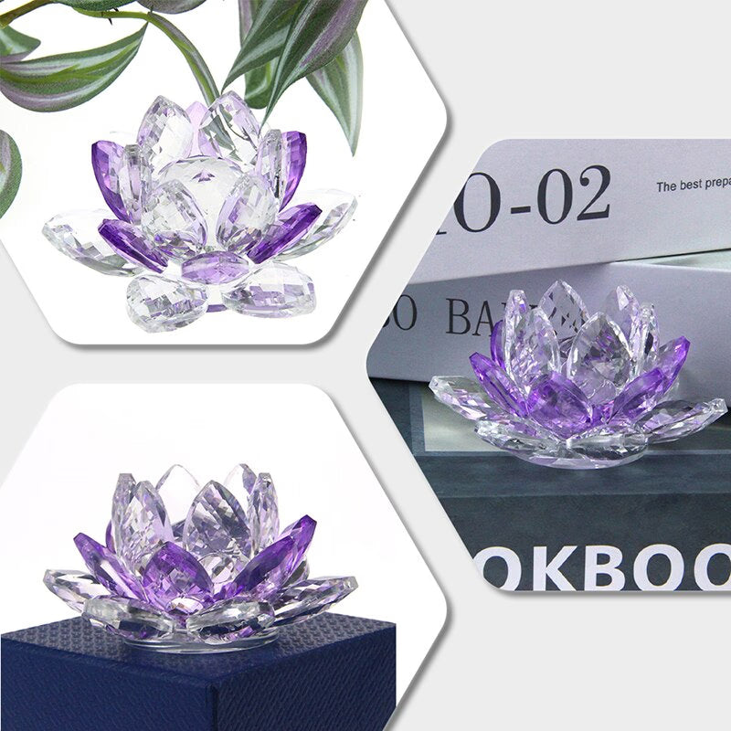 Crystal Lotus Flower Crafts Glass Paperweight Home Decoration Ornaments Figurines Home Wedding Party Decor Gifts Souvenir acacuss