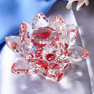 Crystal Lotus Flower Figurine Home Wedding Decoration Glass Craft Collection Paperweight Office Table Ornaments Souvenir Gifts acacuss
