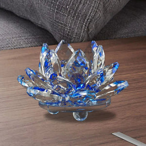 Crystal Lotus Flower Figurine Home Wedding Decoration Glass Craft Collection Paperweight Office Table Ornaments Souvenir Gifts acacuss