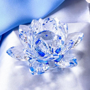 Crystal Lotus Flower Figurine Home Wedding Decoration Glass Craft Collection Paperweight Office Table Ornaments Souvenir Gifts acacuss