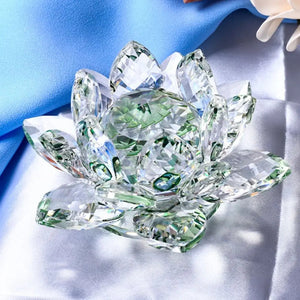 Crystal Lotus Flower Figurine Home Wedding Decoration Glass Craft Collection Paperweight Office Table Ornaments Souvenir Gifts acacuss