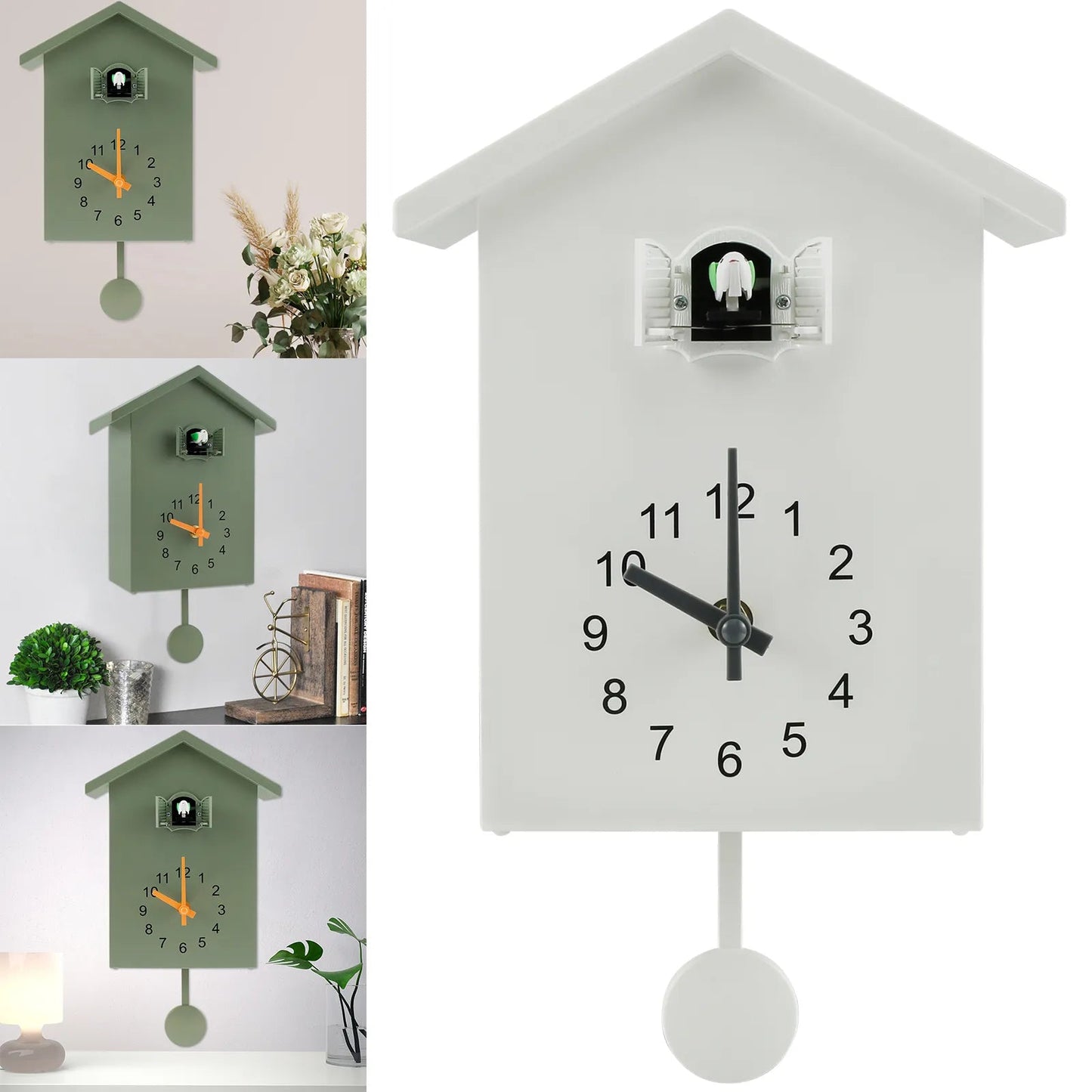 Cuckoo Clock with Chimer Cuckoo Sound Clocks with Pendulum Bird House Battery Powered Home Living Room Kitchen Wall Decoration acacuss