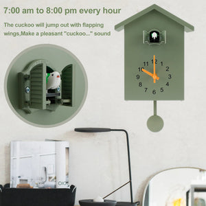 Cuckoo Clock with Chimer Cuckoo Sound Clocks with Pendulum Bird House Battery Powered Home Living Room Kitchen Wall Decoration acacuss