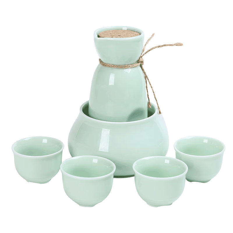 Cup Sake Set Cold Wine Ceramic Antique Print Rustic Sake Set Classic With Warmer Wijnglazen Household Utensils acacuss