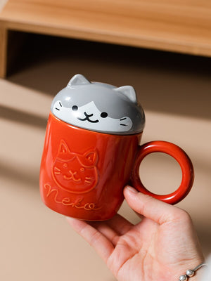 Cute Cartoon Panda Hedgehog Cat Dog Cup With Lid and Ring Handle Ceramic Personalized Animal Mugs For Coffee Tea Milk Funny Gift acacuss