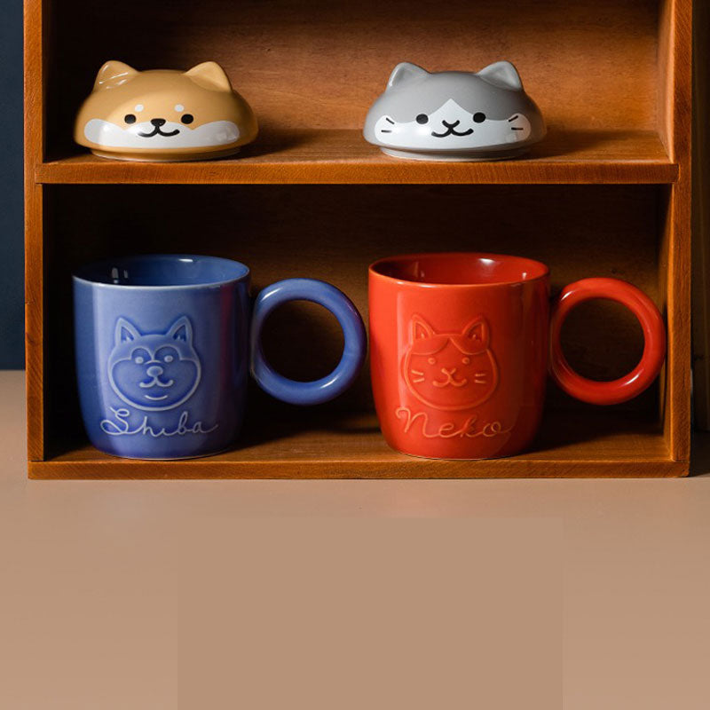 Tazza giapponese carina in ceramica Shiba Inu Panda tazza di caffè con Tazza giapponese carina in ceramica Shiba Inu Panda tazza di caffè con