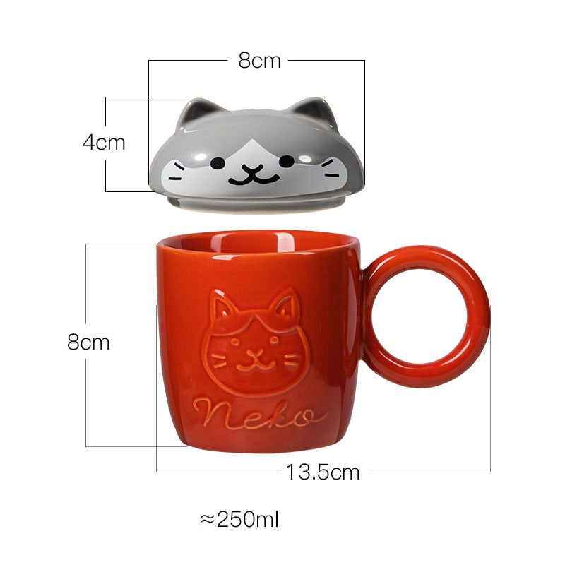 Cute Cartoon Panda Hedgehog Cat Dog Cup With Lid and Ring Handle Ceramic Personalized Animal Mugs For Coffee Tea Milk Funny Gift acacuss