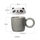 Cute Cartoon Panda Hedgehog Cat Dog Cup With Lid and Ring Handle Ceramic Personalized Animal Mugs For Coffee Tea Milk Funny Gift acacuss