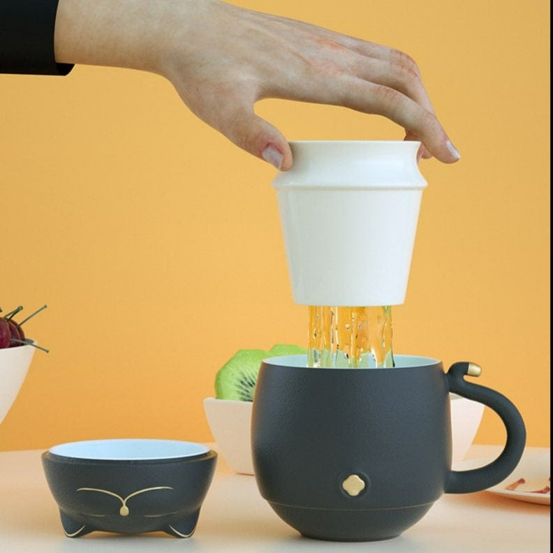 Cute Cat Tea mug Ceramic with Infuser acacuss