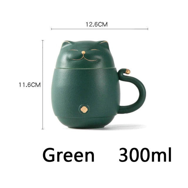 Cute Cat Tea mug Ceramic with Infuser acacuss