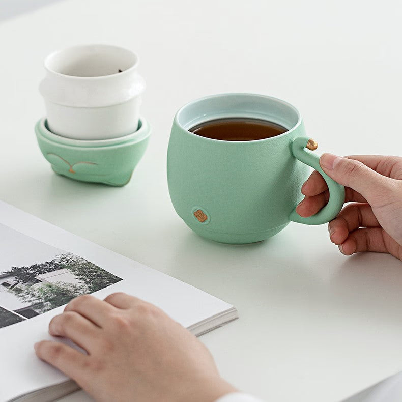 Cute Cat Tea mug Ceramic with Infuser acacuss