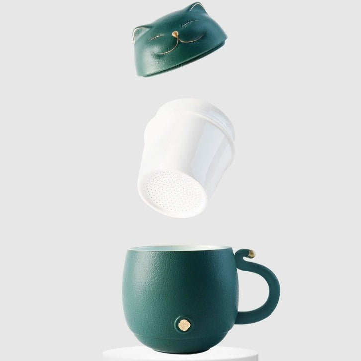 Cute Cat Tea mug Ceramic with Infuser acacuss
