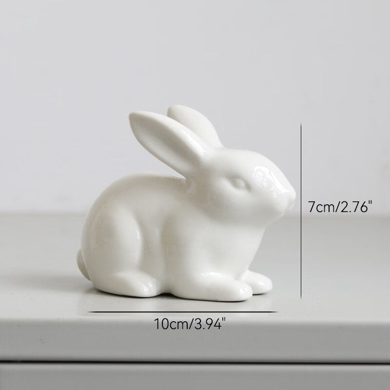 Cute Ceramics Rabbit Figurines Kawaii Hare Bunny Garden House Animal Ornaments Easter Home Room Decoration Hand Painting Embryo acacuss