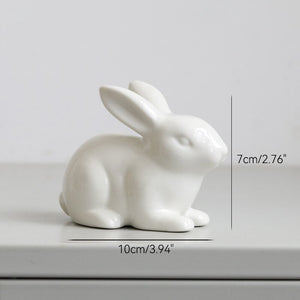 Cute Ceramics Rabbit Figurines Kawaii Hare Bunny Garden House Animal Ornaments Easter Home Room Decoration Hand Painting Embryo acacuss