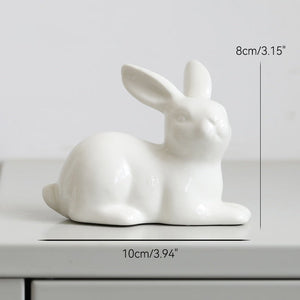 Cute Ceramics Rabbit Figurines Kawaii Hare Bunny Garden House Animal Ornaments Easter Home Room Decoration Hand Painting Embryo acacuss