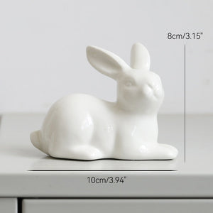 Cute Ceramics Rabbit Figurines Kawaii Hare Bunny Garden House Animal Ornaments Easter Home Room Decoration Hand Painting Embryo acacuss