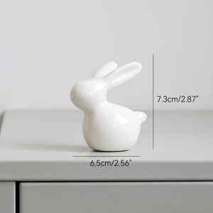 Cute Ceramics Rabbit Figurines Kawaii Hare Bunny Garden House Animal Ornaments Easter Home Room Decoration Hand Painting Embryo acacuss