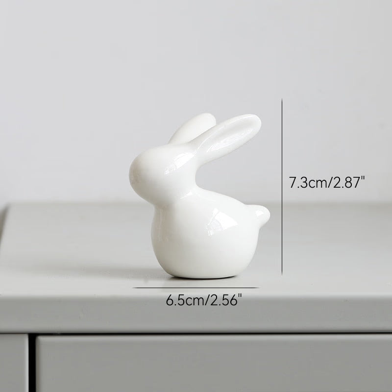 Cute Ceramics Rabbit Figurines Kawaii Hare Bunny Garden House Animal Ornaments Easter Home Room Decoration Hand Painting Embryo acacuss