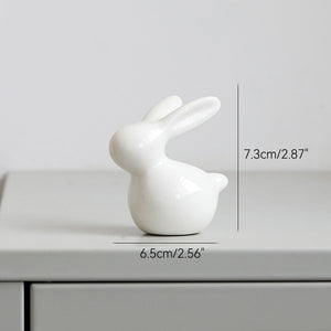 Cute Ceramics Rabbit Figurines Kawaii Hare Bunny Garden House Animal Ornaments Easter Home Room Decoration Hand Painting Embryo acacuss
